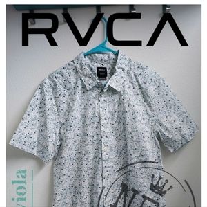 RVCA blue floral print short sleeve shirt- "M" size
